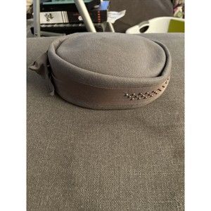 Rainbow Sequins Beads Bow Hat Lancaster 100% Wool Pillbox Vtg USA Frank Olive